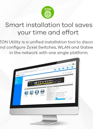Zyxel 16 Port Ethernet Switch | Smart Managed Gigabit Network Switch | 16x GbE RJ-45 Ports | 32 Gbps Switching Capacity | Wall or Rack Mount, Mounting Kits Included | Fanless | GS1900-16