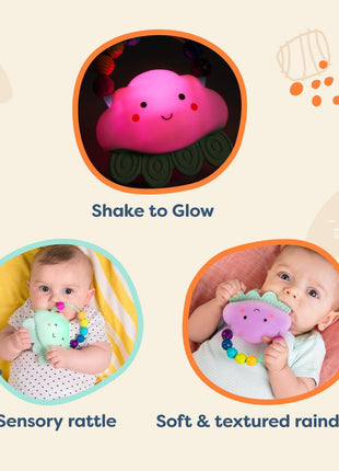 B. toys ??Baby Light ??Up Cloud Rattle ??Rain ??Glow Squeeze ??Sensory Development & Comfort - Teething Rattle Toys for Babies 3+ Years Months