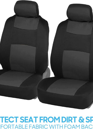 BDK PolyPro Car Seat Covers Full Set in Charcoal on Black – Front and Rear Split Bench for Cars, Easy to Install Cover Set, Accessories Auto Trucks Van SUV