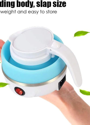 UpdateClassic Travel Portable Foldable Electric Kettle, 0.6L Small Collapsible Hot Water Boiler For Coffee Tea (Blue)