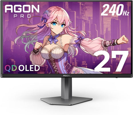 AOC Agon PRO 27 inch QD-OLED Gaming Monitor, QHD 2560x1440, 240Hz, 0.03ms GtG, HDR400 True Black, Adaptive Sync, Height Adjustable, DisplayPort, HDMI, USB, Built-in Speakers, AG276QZD2