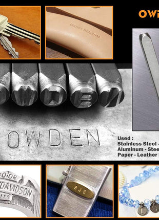 OWDEN Professional 36Pcs. Steel Metal Stamping Tool Set,(1/8 inch) 3mm,Steel Number and Letter Punch Set,Alloy Steel Made HRC 58-62 for Jewelry Craft Stamping.