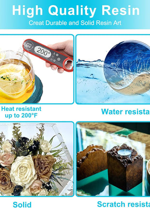 Teexpert Epoxy Resin Crystal Clear: 64OZ Epoxy Resin kit Fast Curing Heat Resistant for Casting Coating Art DIY Craft Jewelry Wood Table Top Flower Preservation- 2 Part(32OZ Resin and 32OZ Hardener)