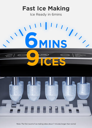 GoveeLife Smart Countertop Ice Makers, Portable Ice Maker Machine with Self-Cleaning, 6 Mins 9 Bullet Ice, 26lbs/24Hrs, Voice Remote for Home Kitchen Party Camping, with Ice Scoop Stainless Silver