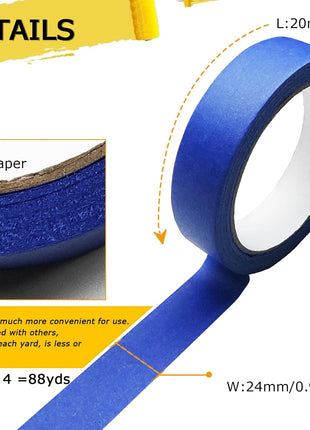 4 Rolls Premium Painters Tape, Blue Tape, Masking Tape, Paint Tape for Multi-Purpose, Painting, Painter's, DIY Crafts Arts (88yd =0.94IN*22yd*4) Decoration Labeling No Residue, Easy Removal