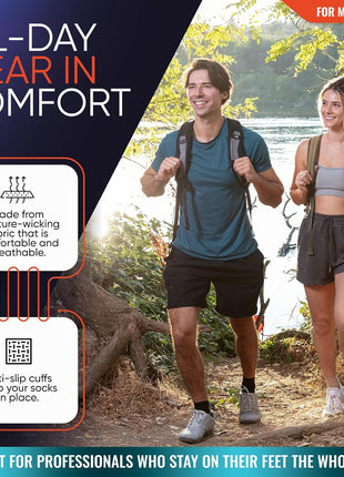 PhysFlex Ankle Brace Socks - Ankle Compression Sleeve - Foot Brace for Women & Men - Tendonitis & Arthritis Ankle Support Sports Running, Plantar Fasciitis Relief & Stabilizing Ankle Wrap