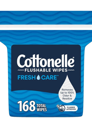Cottonelle Fresh Care Flushable Wet Wipes, Adult Wet Wipes, 1 Refill Pack, 168 Wipes Per Pack, Packaging May Vary
