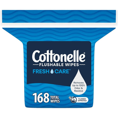 Cottonelle Fresh Care Flushable Wet Wipes, Adult Wet Wipes, 1 Refill Pack, 168 Wipes Per Pack, Packaging May Vary