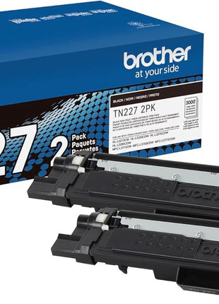 Brother Genuine TN227 High-Yield Black Toner Cartridge Twin Pack for Professional Laser Printing, 2 Pack Yields 6,000 Pages Total, Compatible with HL-L3210CW HL-L3230CDW Printers