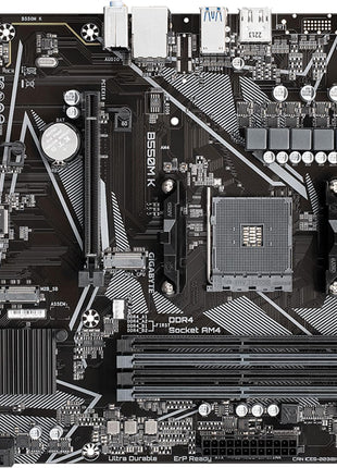 GIGABYTE B550M K AMD AM4 Micro-ATX Motherboard, Supports Ryzen 5000/4000/3000 Series Processors, DDR4, 3+3 Power Phase, 2X M.2, PCIe 4.0, USB 3.2 Gen 1, GbE LAN, Q-Flash