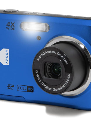 KODAK PIXPRO FZ45 16MP Compact Digital Camera, 4X Optical Zoom, AA, Blue | 1080p Full HD Video, 27mm Wide Angle Lens, 2.7 Inch LCD, Point and Shoot, Digicam, Travel and Family Photos