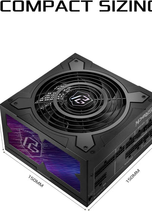ASRock Phantom Gaming PG-750G ATX 3.1 750W Power Supply Fully Modular Individual Braided Pattern PCle 5.1 10 Years Warranty Enthusiast Gamers 80 Plus Gold Cybenetics Platinum 12V-2x6 Cable