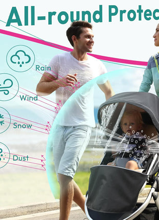 Performance Rain Shield, Rain Cover Fits for UPPAbaby Vista/Vista V2/Vista V3/Cruz/Cruz V2 Stroller, Protect from Wind/Rain/Snow/Dust, Air Vent Hole, Window with Zipper, Stroller Accessories