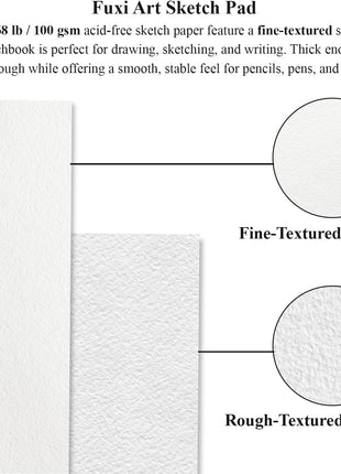 Fuxi 9" x 12" Sketch Book_Top Spiral Bound Sketchbook_100Sheets 68lb/100gsm | Art Sketch Pads for Drawing, Acid-Free Drawing Paper Pad for Kids, Students, Artists & Beginners, Art Supplies for Adults