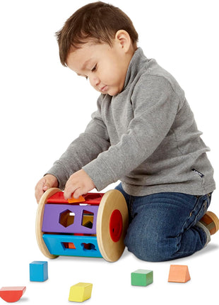 Melissa & Doug Match and Roll Shape Sorter - Classic Wooden Toy