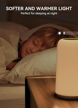 Touch Bedside Table Lamp, [Sleek Design & RGB Mode] 3 Way Dimmable Small Lamp for Bedroom, LED Lamp with Warm White Lights, Multi-Color Smart Nightstand Lamp for for Living Room Home Gifts