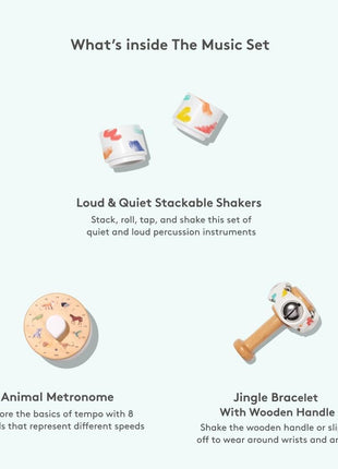 LOVEVERY | The Music Set | 6 Montessori Musical Instruments & Rhythm Book | Educational Toys for Toddlers & Preschoolers | Simple Songs and Play Guide | Ages 18 Months to 4+ Years