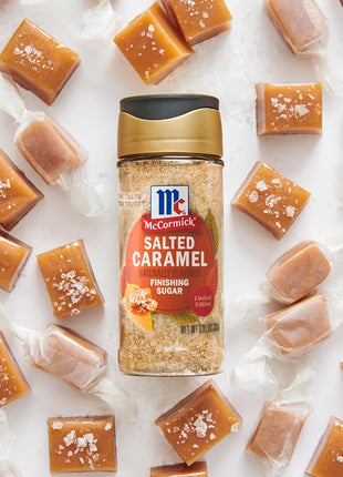 McCormick Finishing Sugar, Salted Caramel, Rich, Creamy Caramel with A Touch of Salt, Add to Warm Beverages, Sprinkle on Treats & Snacks, No Colors from Artificial Sources, 3.81 oz