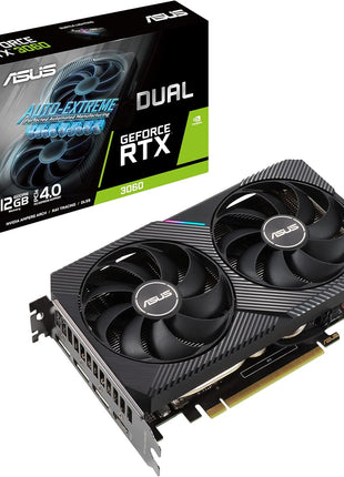 ASUS Dual NVIDIA GeForce RTX 3060 V2 OC Edition 12GB GDDR6 Gaming Graphics Card (PCIe 4.0, 12GB GDDR6 Memory, HDMI 2.1, DisplayPort 1.4a, 2-Slot, Axial-tech Fan Design, 0dB Technology)