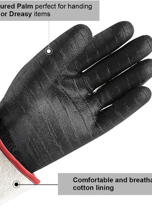 932°F Extreme Heat Resistant Gloves for Grill BBQ,Aillary Waterproof Long Sleeve Pit Grill Gloves for Fryer, Baking, Oven,Smoker,Fireproof, Oil Resistant Neoprene Coating(14-Inch )
