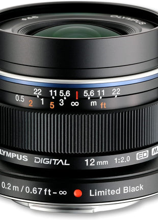 OM SYSTEM Olympus M.Zuiko Digital ED 12mm F2.0 Black for Micro Four Thirds System Camera, Compact Wide Angle Lens for Starry Sky and Landscape