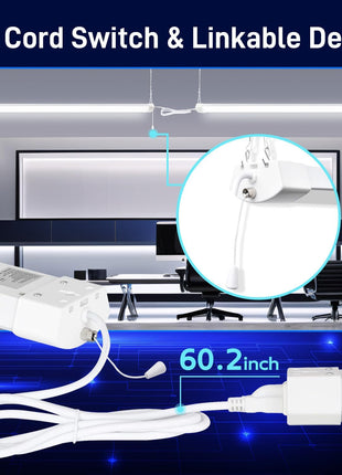 hykolity 4FT 120W LED Shop Light Linkable,13000LM(400w Equivalent) | 5000K Utility Shop Lights for Garages, Workshops, Basements, Hanging or FlushMount,with Power Cord and Pull Chain,ETL