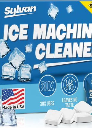 Sylvan Ice Machine Cleaner and Descaler Tablets | 30 Tabs | Made in USA | Nickel Safe Ice Maker Cleaning and Descaling Tablets | Universal Compatibility for Commercial & Residential Ice Makers