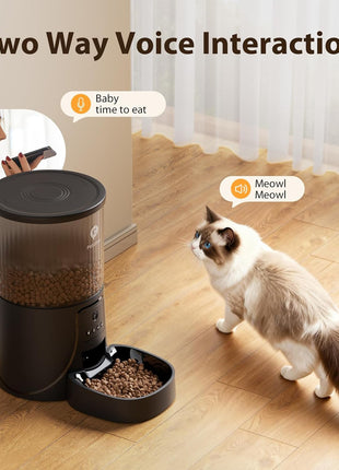 Automatic Cat Feeder with Camera, 5Ghz WiFi APP Control | Auto Pet Feeder for Cats and Small Dog Indoor- Easy to Set and Clean, Dual Power, 1-6 Meals/Day, Timed Precise Feeding