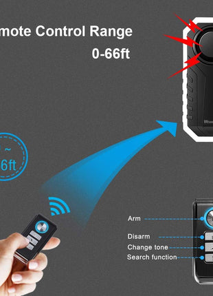 Wsdcam 113dB Bike Alarm Wireless Vibration Motion Sensor Waterproof Motorcycle Alarm with Remote