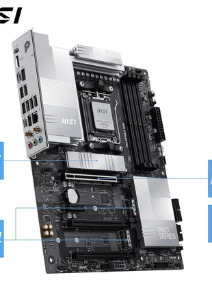 MSI PRO X870E-P WiFi Motherboard, ATX - Supports AMD Ryzen 9000/8000 / 7000 Processors, AM5-60A SPS VRM, DDR5 Memory Boost (8200+ MT/s OC), PCIe 5.0 x16 & 4.0 x16, M.2 Gen5, Wi-Fi 7, 5G LAN