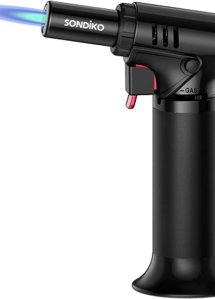 Sondiko Butane Torch Lighter with Visible Fuel Window, Refillable Soldering Torch with Adjustable Flame for Welding, Resin Art, Industrial (Butane Gas Not Included)