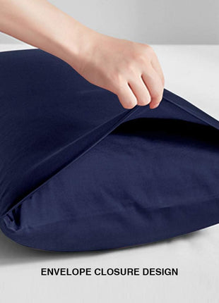 FLxxIE 2 Pack Microfiber King Pillow Cases, 1800 Super Soft Pillowcases with Envelope Closure, Wrinkle, Fade and Stain Resistant Pillow Covers, 20x36, Navy