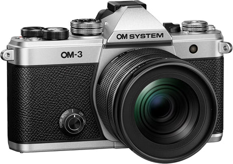 OM SYSTEM Olympus OM-3 Silver Micro Four Thirds System Camera M.Zuiko Digital ED 12-45mm F4.0 PRO kit Travel Camera Weather Sealed Design 5-Axis Image Stabilization