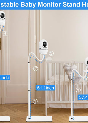 Baby Monitor Floor Stand Holder Mount for Hellobaby HB6550 HB65/HB66/HB248, Nanit Pro & Flex Stand, Momcozy,VTech VM901/VM819/RM7764 Baby Camera Monitor,Adjustable Height Flexible Baby Monitors Holder