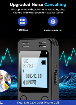 128GB Digital Voice Recorder for Lectures Meetings - EVIDA 9296 Hours Voice Activated Recording Device Audio Recorder with Playback,Password