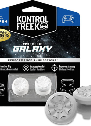 KontrolFreek FPS Freek Galaxy White for PlayStation 4 (PS4) and PlayStation 5 (PS5) | Performance Thumbsticks | 1 High-Rise, 1 Mid-Rise | White
