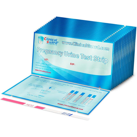 Clinical Guard 25 Pregnancy Tests Early Detection Strips - Sensitive & Accurate Measurement Within 5 mins -Pregnancy Test Strips for Women - HCG Test Strip Kit- Pruebas De Embarazo