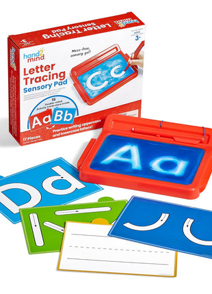 hand2mind Letter Tracing Sensory Pad, Reusable Handwriting Practice for Kids 3-5, Learn to Write, Letter Tracing Board, Toddler Writing Practice, Montessori Alphabet Toys, Preschool Learning Toys