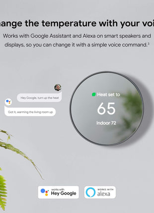 Google Nest Thermostat - Smart Thermostat for Home - Programmable Wifi Thermostat - Snow