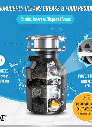 Garbage Disposal Cleaner Deodorizer Tablets   24 Pack, New Powerful xL Foaming Tablet   Fresh Citrus Foam Sink Garburator Disposer Freshener, Natural Kitchen Drain Cleaning Care   1 Year Supply