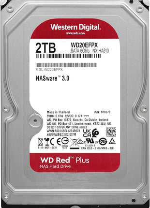 Western Digital 2TB WD Red Plus NAS Internal Hard Drive HDD - 5400 RPM, SATA 6 Gb/s, CMR, 64 MB Cache, 3.5" -WD20EFPX