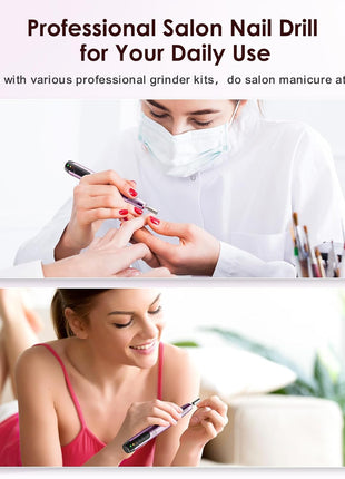 COSLUS Cordless Nail Drill Electric File: Professional for Acrylic Gel Dip Powder Nails Portable Nail Drill Machine Kit for Manicure Pedicure Nail Set with Everything Rechargeable Lightweight