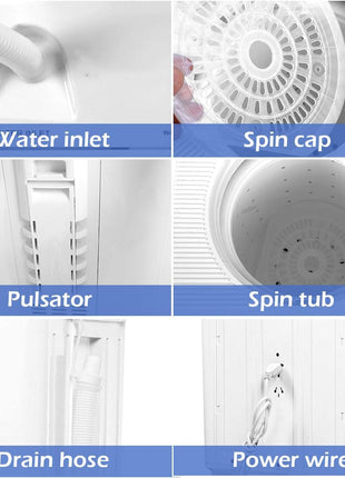 Giantex Portable Mini Compact Twin Tub Washing Machine 20lbs Washer Spain Spinner Portable Washing Machine, Blue+ White