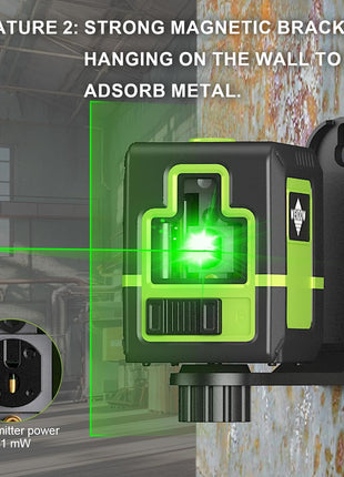 Weiddw laser level Instrument - Green Cross Line, for interior decoration, for vertical and horizontal measurement, 1200 mAh lithium battery, 10-hour standby time  1M tripod