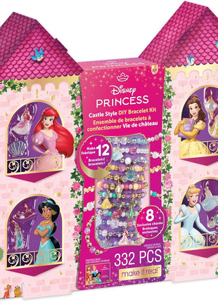 Make It Real: Disney Princess: Castle Style DIY Bracelet Kit - 332 pcs Jewelry Set, Create 12 Bracelets, 8 Exclusive Charms, Girls & Kids Ages 6+