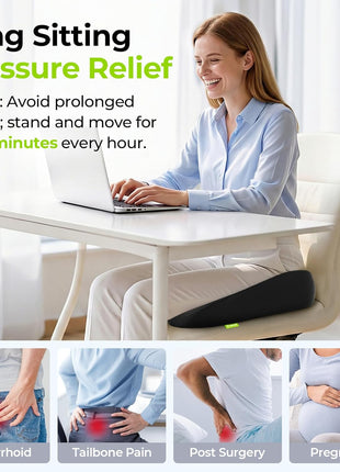 AUVON Innovative Donut Pillow Hemorrhoids Scientific Center Hole and Tailbone Cutout, Orthopedic Pain Relief Donut Seat Cushion for Coccyx, Sciatica, Postpartum Pregnancy, After Surgery Sitting Relief