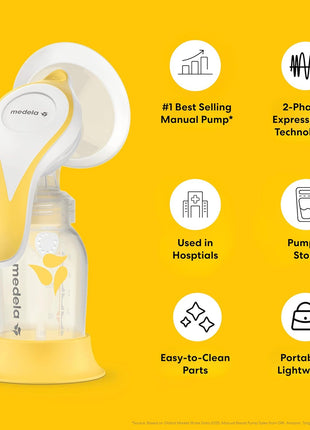 Medela Manual breast pump with Flex Shields Harmony Single Hand for More Comfort and Expressing More Milk
