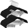 SONGMICS 30-Pack Pants Hangers, 16.7-Inch Long Velvet Hanger with Adjustable Clips, Heavy-Duty, Non-Slip Skirt Hangers, Space-Saving for Pants, Skirts, Coats, Dresses, Black UCRF12B30