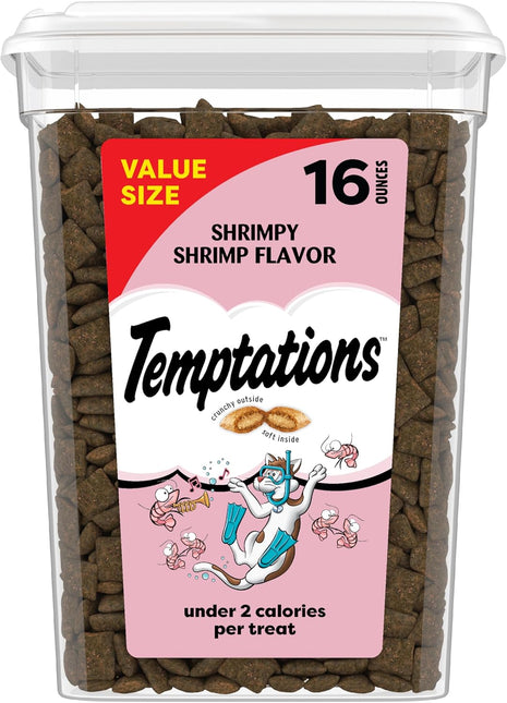 Temptations Cat Treats, Classic Crunchy and Soft Cat Treats, Shrimpy Shrimp Flavor, 16 oz. Tub