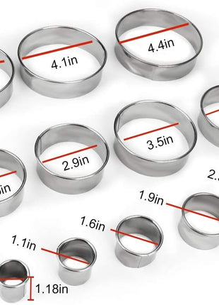 12 Pieces Round Cookie Biscuit Cutter Set,Graduated Circle Pastry Cutters,18/8 Stainless Steel Cookie Cutters and Donut Cutter Ring Molds